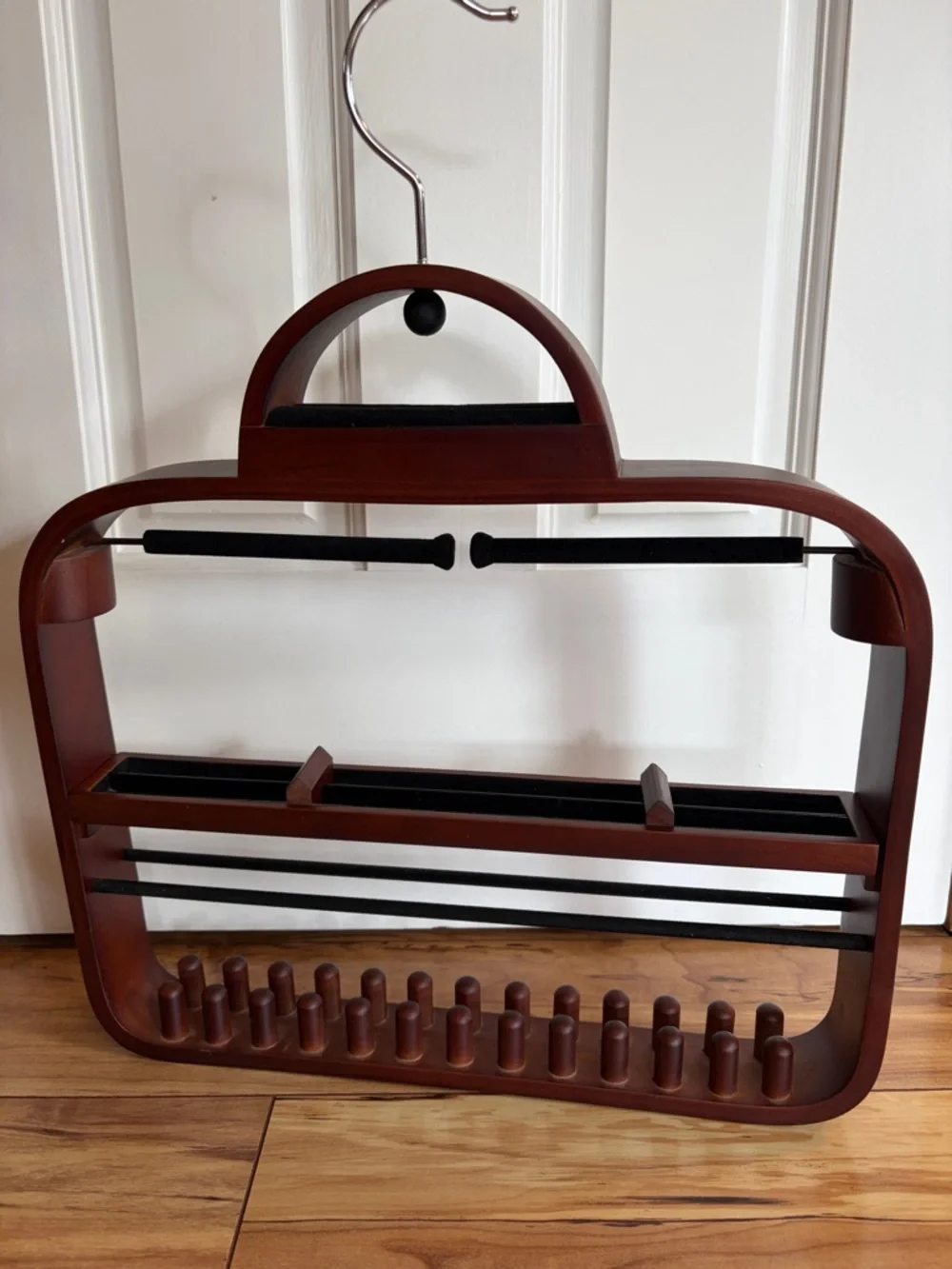 Hanging Wood accessories closet valet organizer keeper Jewelry Ties Belts